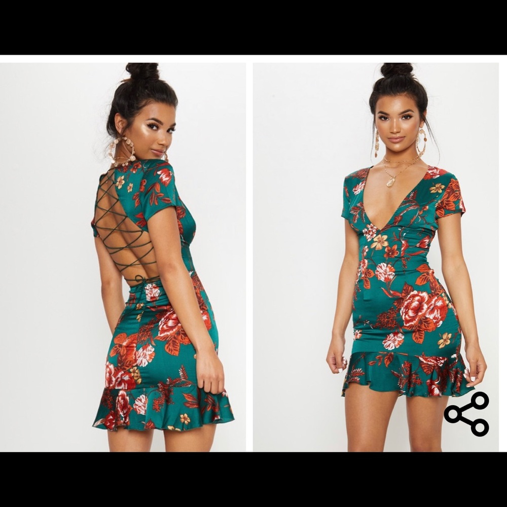 Emerald green cross cross back dress